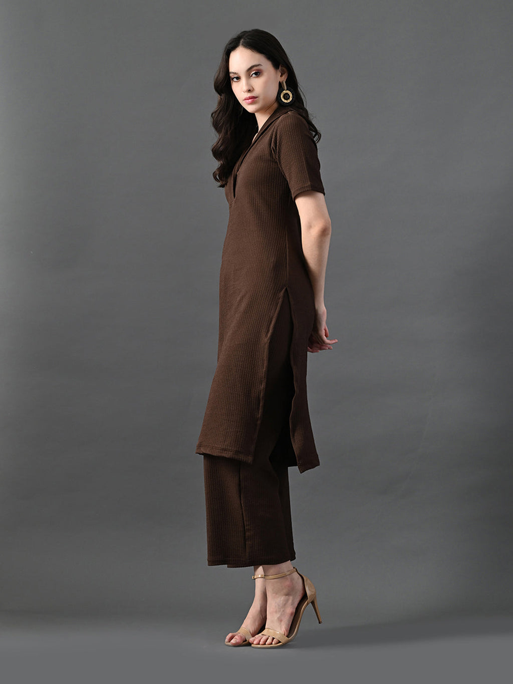 Myshka Women's Coffe Brown Kurta Set | Grocsy