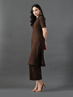 Myshka Women's Coffe Brown Kurta Set | Grocsy