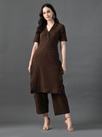Myshka Women's Coffe Brown Kurta Set | Grocsy