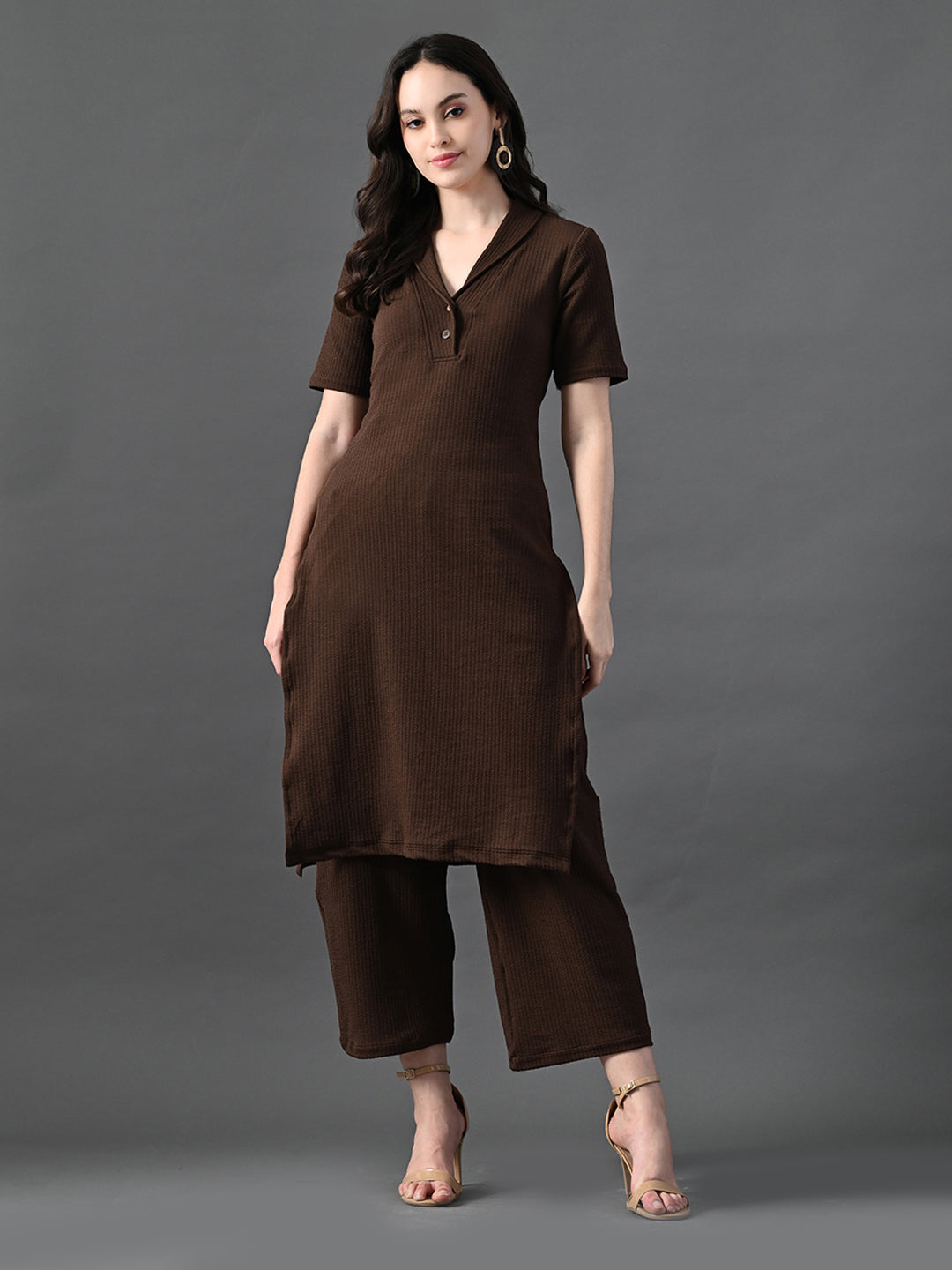 Myshka Women's Coffe Brown Kurta Set | Grocsy