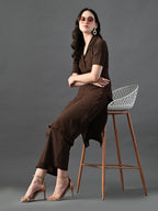Myshka Women's Coffe Brown Kurta Set | Grocsy