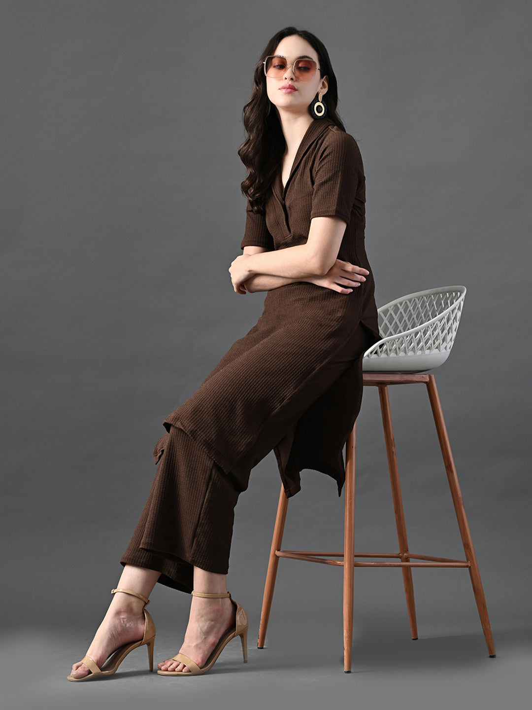 Myshka Women's Coffe Brown Kurta Set | Grocsy