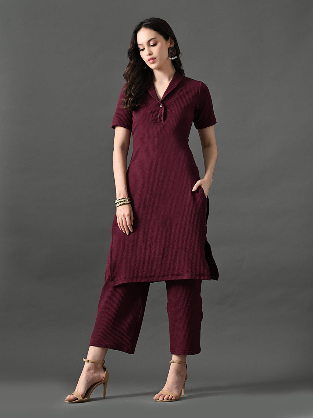 Myshka Women's Magenta Green Kurta Set | Grocsy