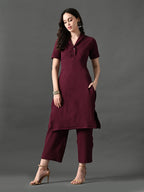 Myshka Women's Magenta Green Kurta Set | Grocsy