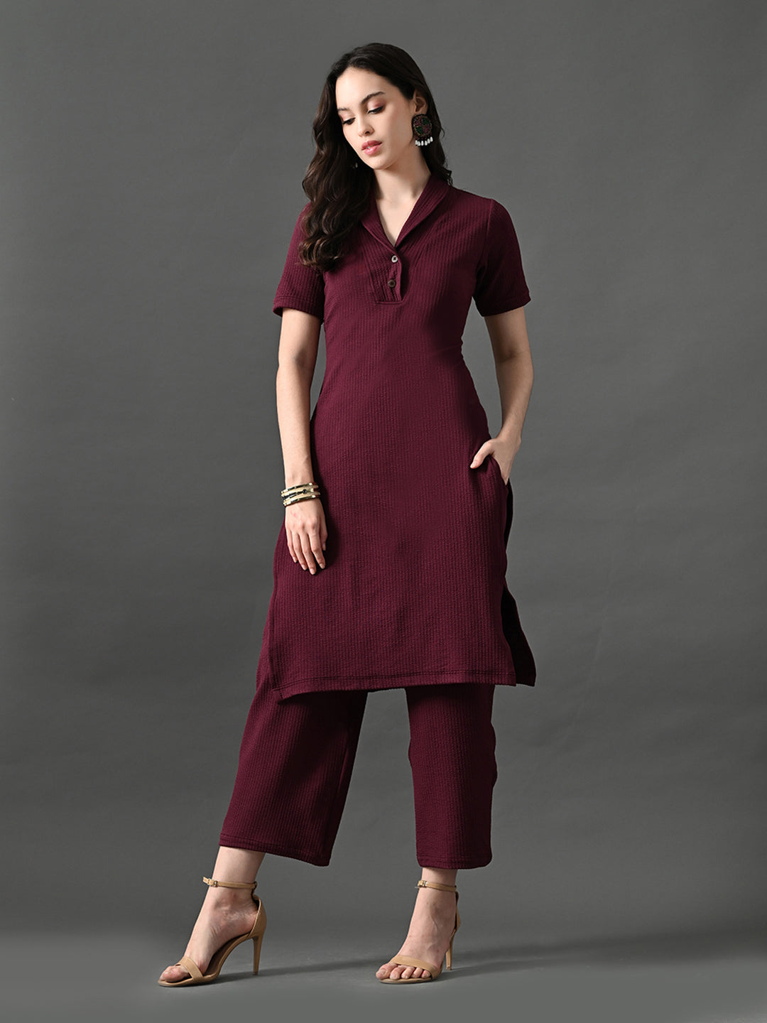 Myshka Women's Magenta Green Kurta Set | Grocsy