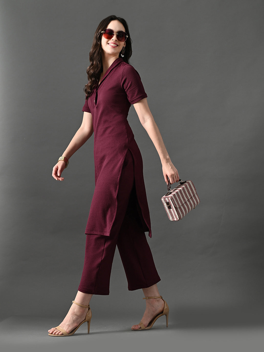 Myshka Women's Magenta Green Kurta Set | Grocsy