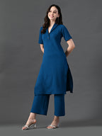 Myshka Women's Blue Kurta Set | Grocsy