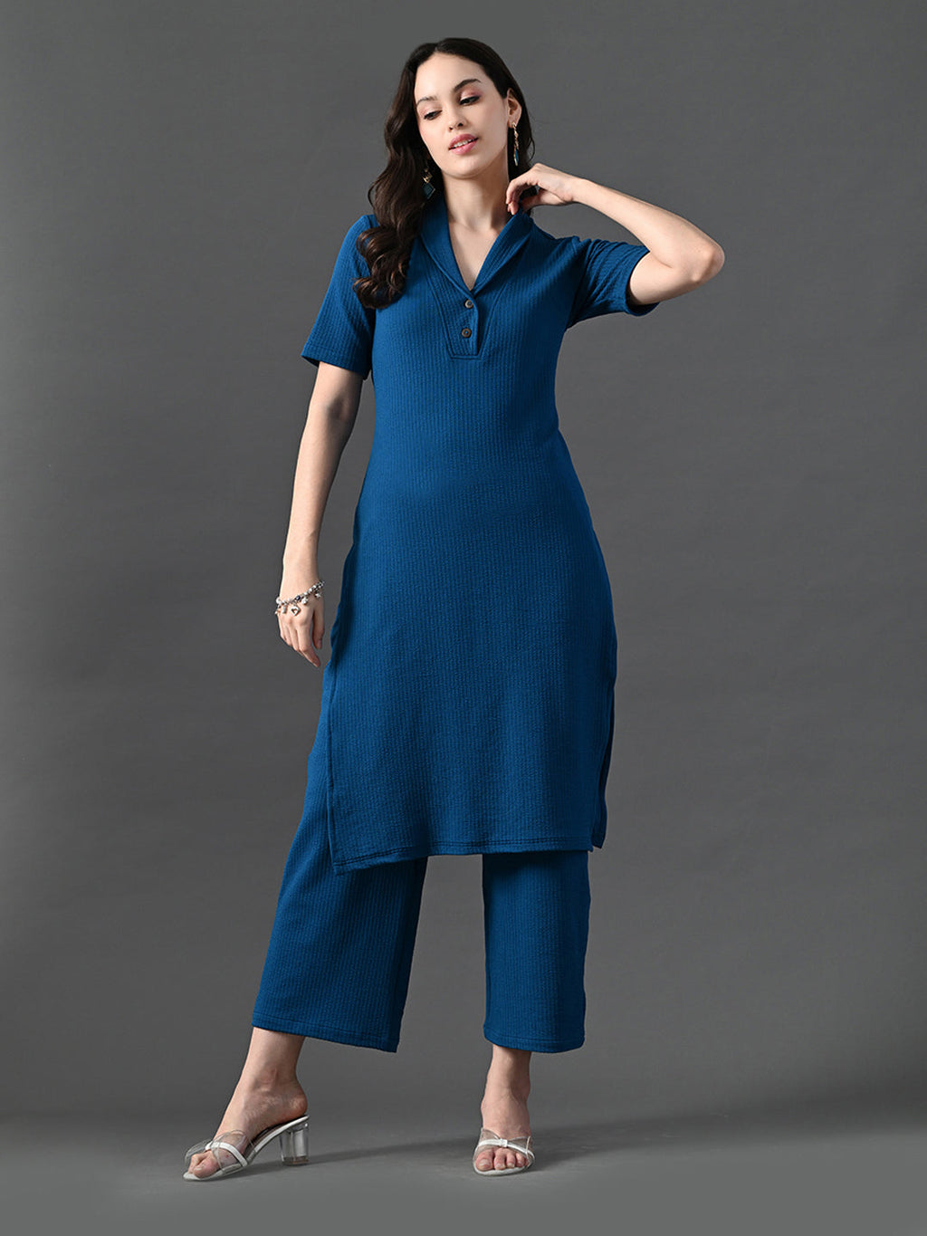 Myshka Women's Blue Kurta Set | Grocsy