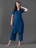 Myshka Women's Blue Kurta Set | Grocsy