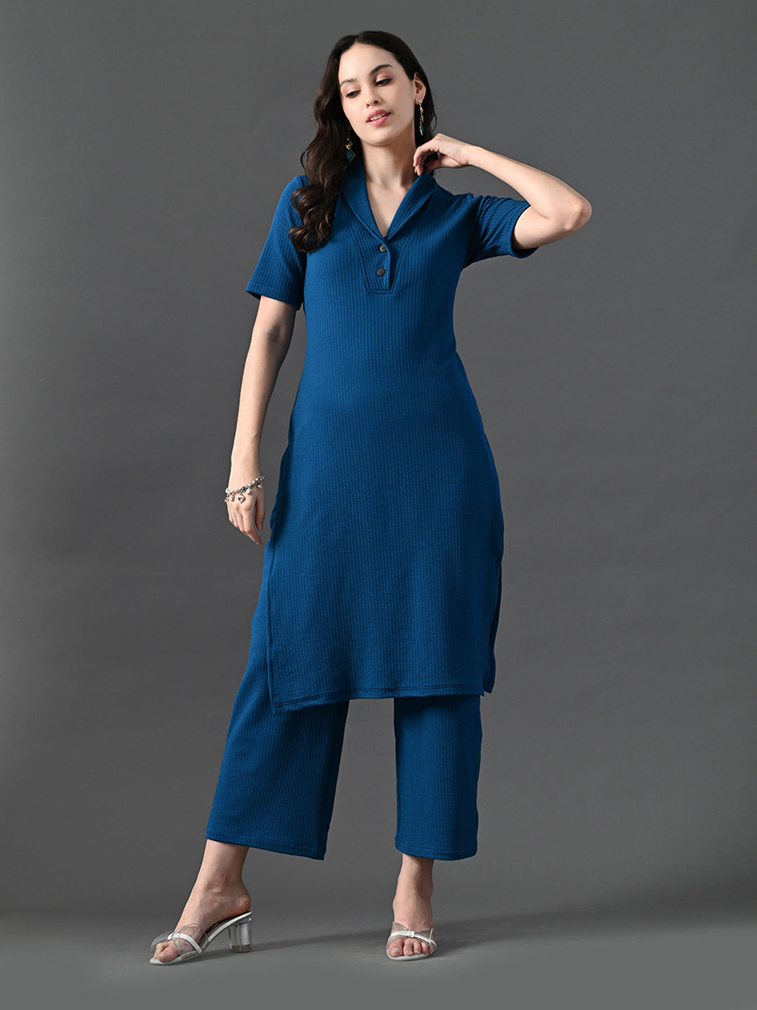 Myshka Women's Blue Kurta Set | Grocsy