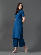Myshka Women's Blue Kurta Set | Grocsy
