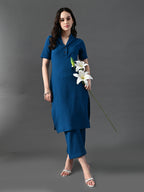 Myshka Women's Blue Kurta Set | Grocsy