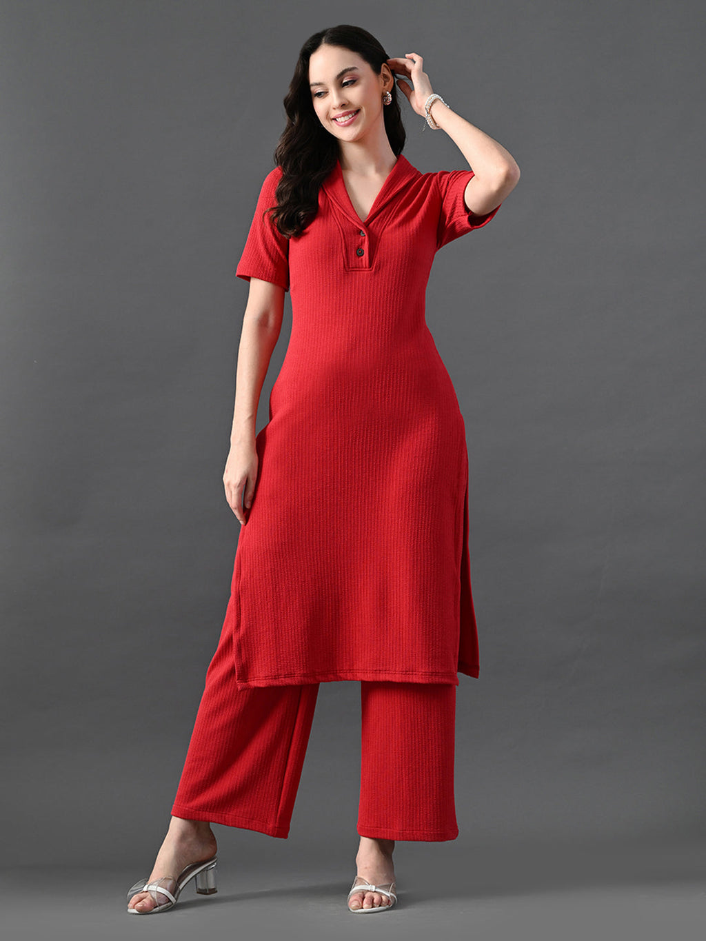 Myshka Women's Red Kurta Set | Grocsy
