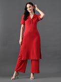 Myshka Women's Red Kurta Set | Grocsy