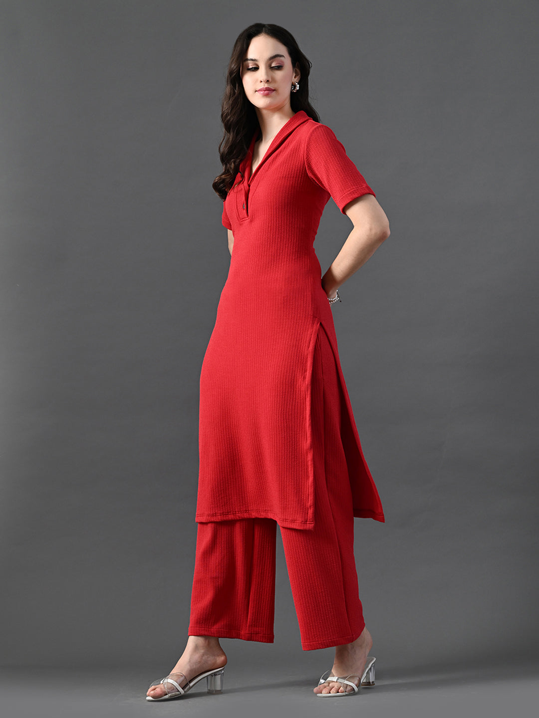 Myshka Women's Red Kurta Set | Grocsy