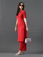 Myshka Women's Red Kurta Set | Grocsy