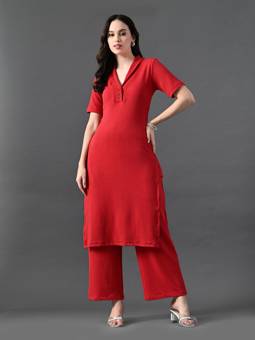 Myshka Women's Red Kurta Set | Grocsy