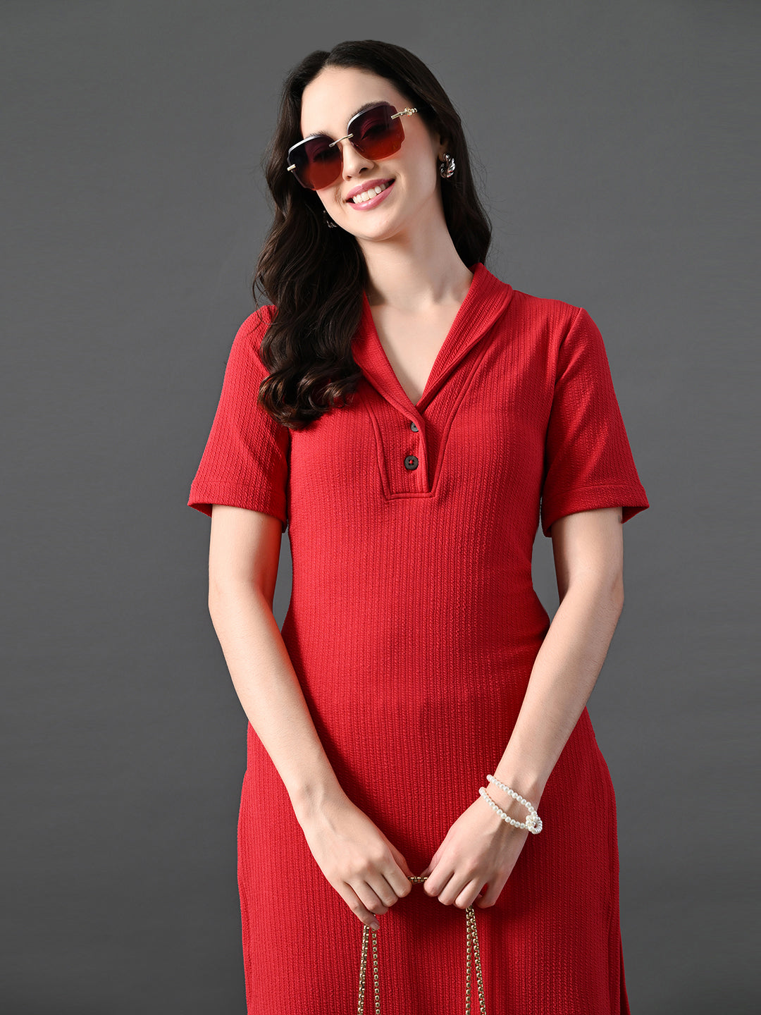 Myshka Women's Red Kurta Set | Grocsy