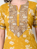 Myshka Women's Cotton Yellow Printed Kurta Set | Grocsy