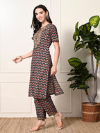 Myshka Women's Cotton Printed Kurta Set | Grocsy