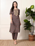 Myshka Women's Cotton Printed Kurta Set | Grocsy