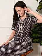 Myshka Women's Cotton Black Printed Kurta Set | Grocsy