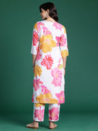 Indo Era White Printed Straight Kurta Trousers Set | Grocsy