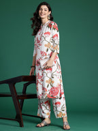 Indo Era White Printed Straight Kurta Palazzos Set | Grocsy