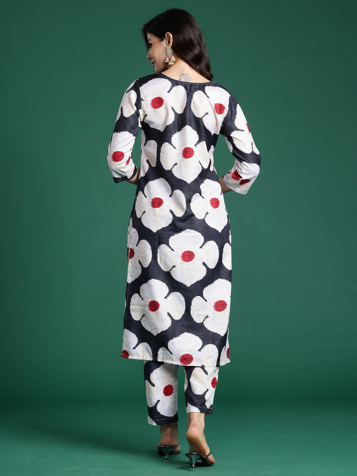 Indo Era Black Printed Straight Kurta Trousers Set | Grocsy