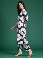 Indo Era Black Printed Straight Kurta Trousers Set | Grocsy