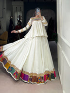 Lorenvalley Fashion White Pure Rayon Multi Patch Work With Gota Patti Lace Touch Up Lehenga Choli | Grocsy