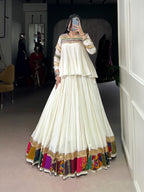 Lorenvalley Fashion White Pure Rayon Multi Patch Work With Gota Patti Lace Touch Up Lehenga Choli | Grocsy