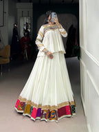 Lorenvalley Fashion White Pure Rayon Multi Patch Work With Gota Patti Lace Touch Up Lehenga Choli | Grocsy