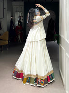 Lorenvalley Fashion White Pure Rayon Multi Patch Work With Gota Patti Lace Touch Up Lehenga Choli | Grocsy