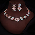 Tehzeeb Creations Sky Blue Colour Star Design Stone Studded Necklace With Earrings | Grocsy