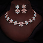 Tehzeeb Creations Sky Blue Colour Star Design Stone Studded Necklace With Earrings | Grocsy