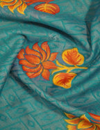 Sea Blue Colour With Tomato Red Blouse Cotton Brasso Saree By Gayathri Reddy Designer Studio | Grocsy
