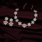 Tehzeeb Creations Sky Blue Colour Star Design Stone Studded Necklace With Earrings | Grocsy