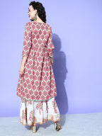 All About You Women White Floral Printed Regular Gotta Patti Pure Cotton Kurta with Skirt & With Dupatta | Grocsy