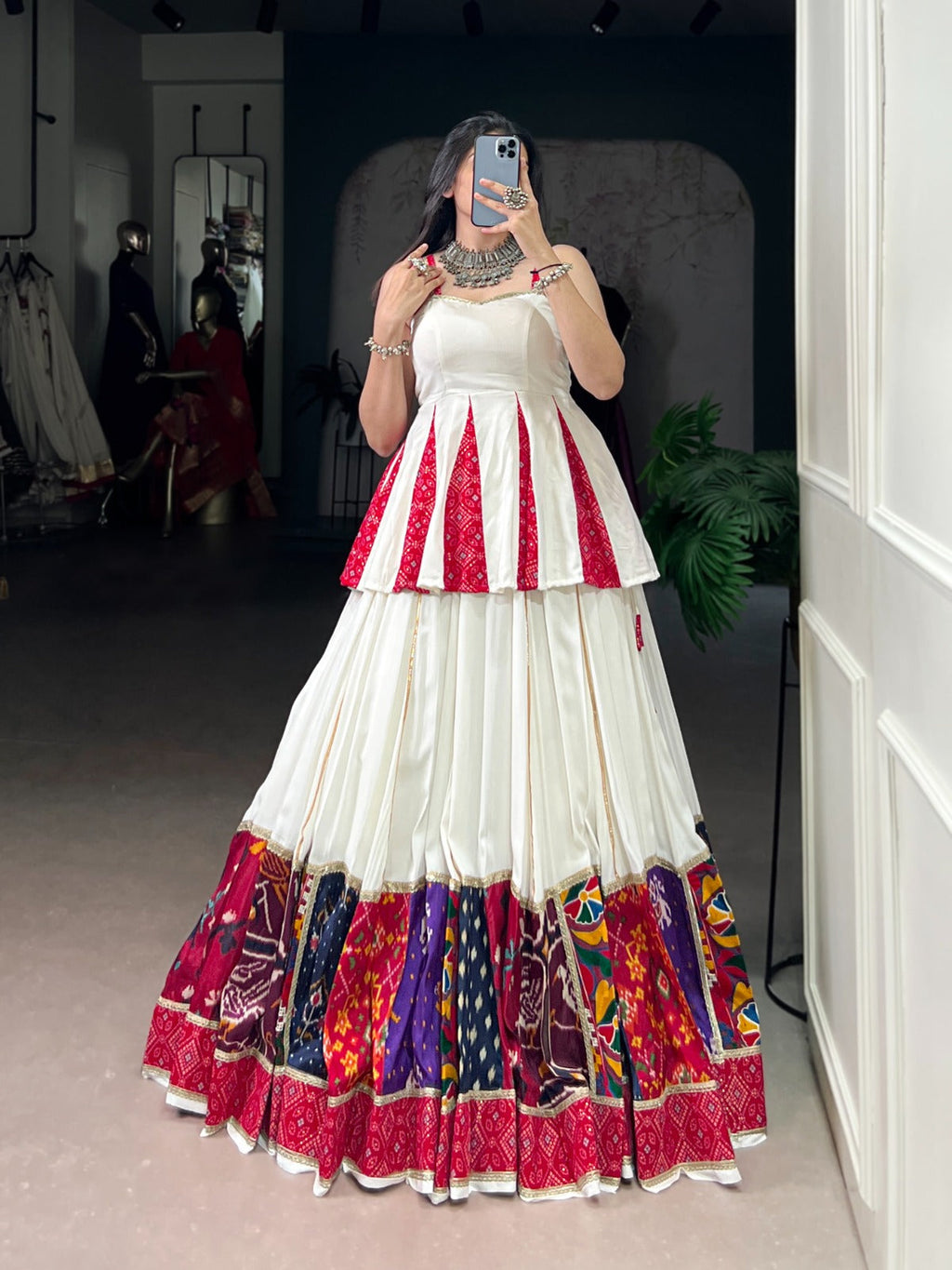 Lorenvalley Fashion White Pure Rayon Multi Patch Work With Lace Touch Up Lehenga Choli | Grocsy