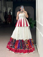 Lorenvalley Fashion White Pure Rayon Multi Patch Work With Lace Touch Up Lehenga Choli | Grocsy