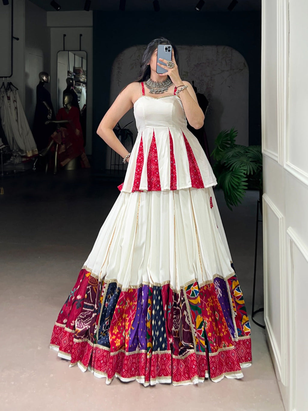 Lorenvalley Fashion White Pure Rayon Multi Patch Work With Lace Touch Up Lehenga Choli | Grocsy