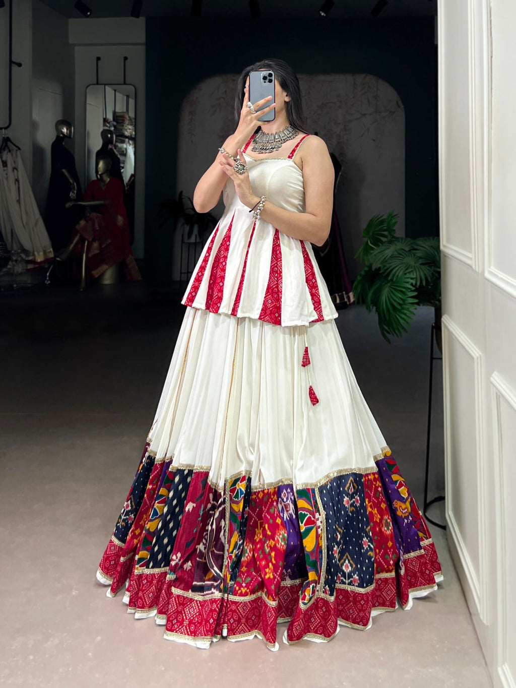 Lorenvalley Fashion White Pure Rayon Multi Patch Work With Lace Touch Up Lehenga Choli | Grocsy