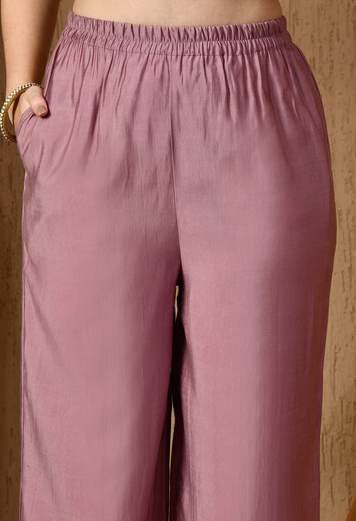 Myshka Lavender Silk Blend Straight Round Neck Long Sleeves Kurta Trousers With Dupatta | Grocsy