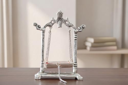 KridayKraft Aluminium Pipe Palna Silver/Laddu Gopal Jhula for Home Decor, Pooja & Janmashtami | Grocsy