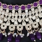 Jewel City Royal Purple Kundan & Pearl Bridal Jewelry Set-Luxury Choker Necklace Earrings & Maang Tikka-Ethnic Wedding & Party Wear | Grocsy