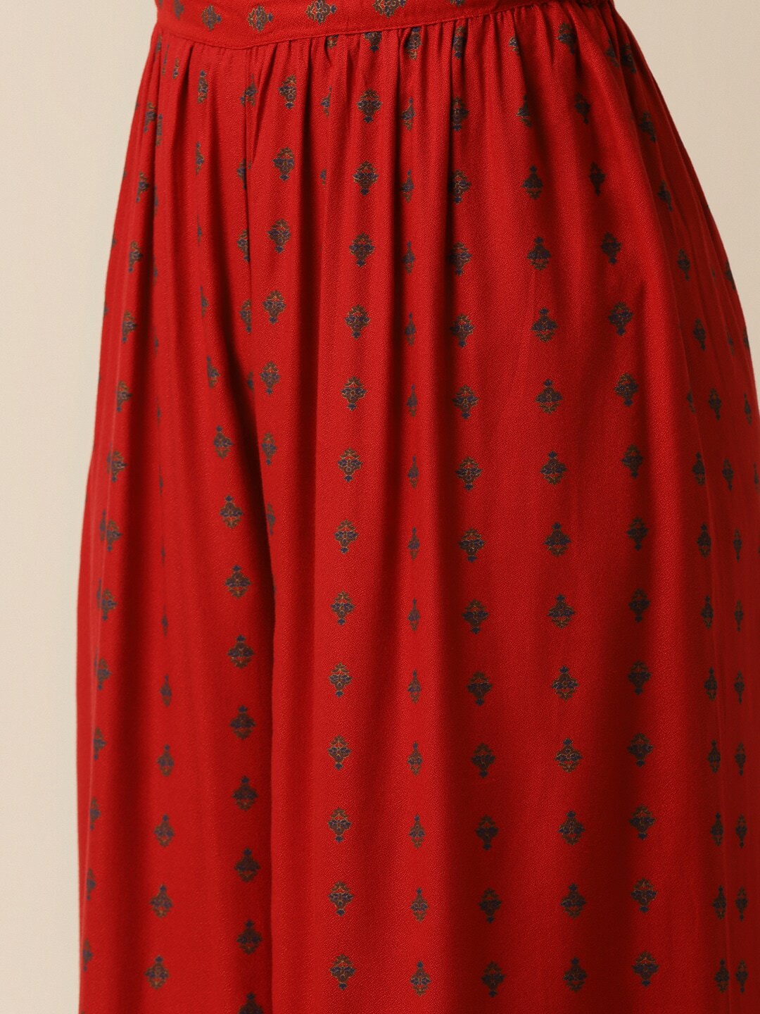 HERE&NOW Women Red Ethnic Motifs Printed Kurta with Palazzos | Grocsy