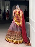 Lorenvalley Fashion Tasar Silk Kashmiri Print With Foil Print And Original Mirror Gamthi work Lehenga Choli with Dupatta | Grocsy