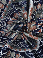 KLOTTHE Blue & Brown Ethnic Motif Printed 300 TC Fitted King Bedsheet With 2 Pillow Covers | Grocsy