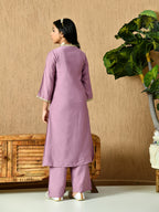 Myshka Kids Girls Calf length Embellished Kurta Set Lavender Color | Grocsy